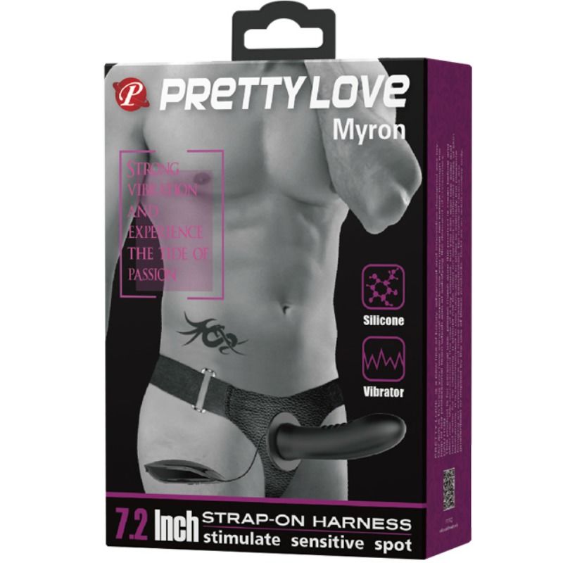 Pretty Love Myron strap-on med vibration och hål dildo