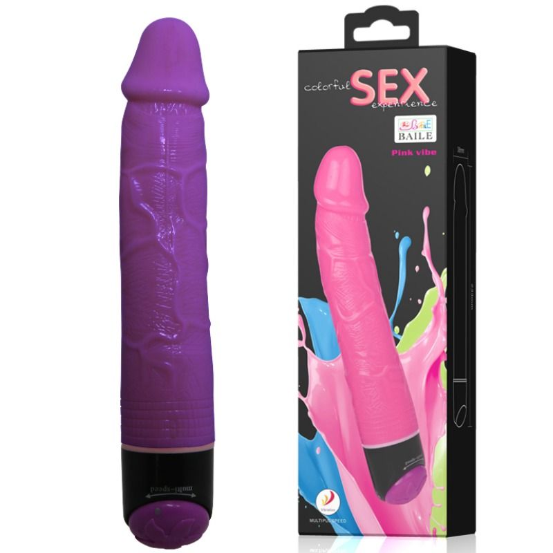 Färgglad realistisk vibrator 23 cm