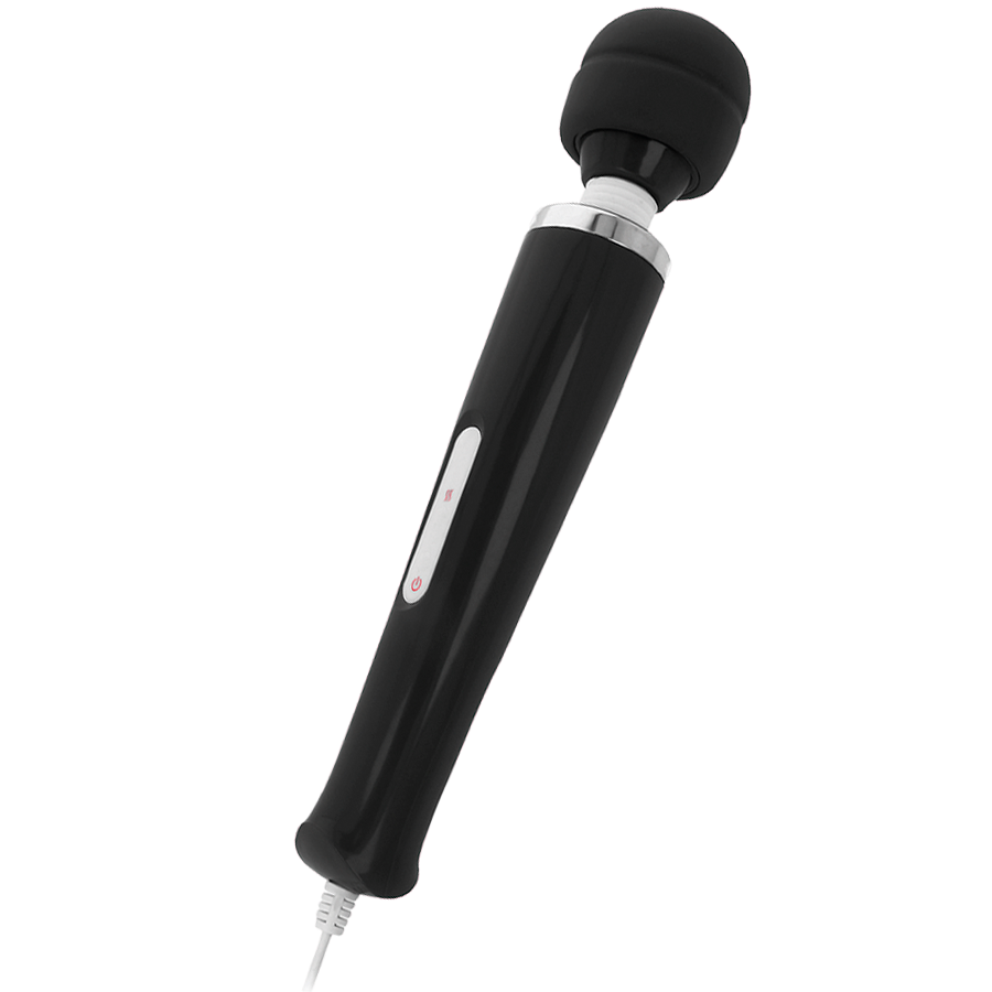 Svart massager med kraftfullt silikonhuvud
