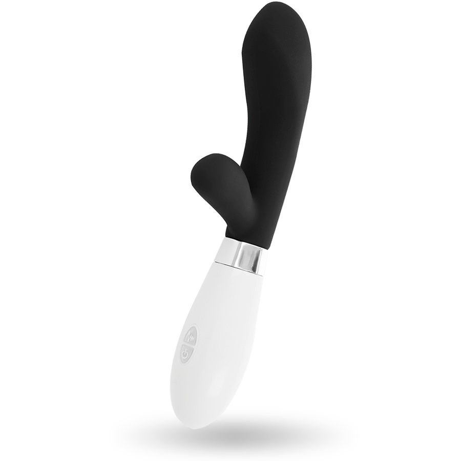GLOSSY Jackson Rabbit Black silikonmassagerare