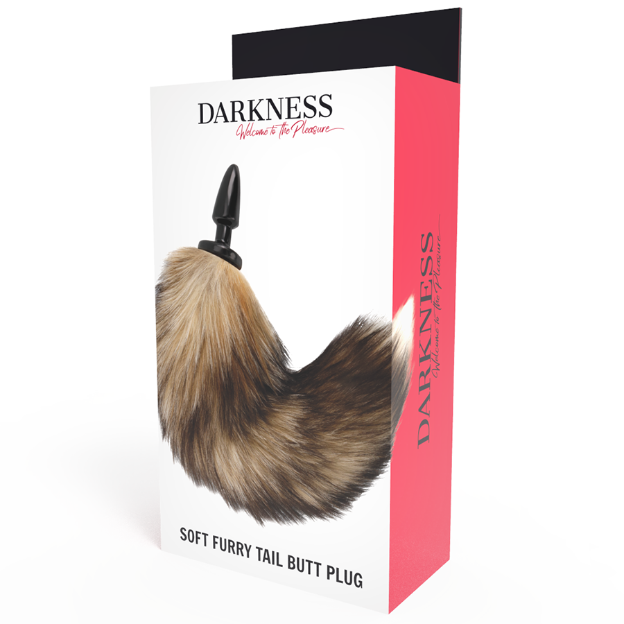 DARKNESS naturlig svans med silikon anal plug 10 cm