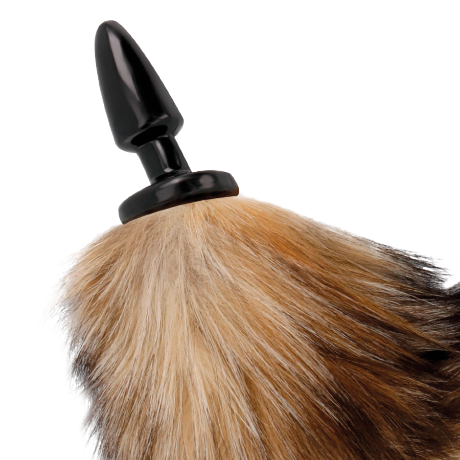 DARKNESS naturlig svans med silikon anal plug 10 cm