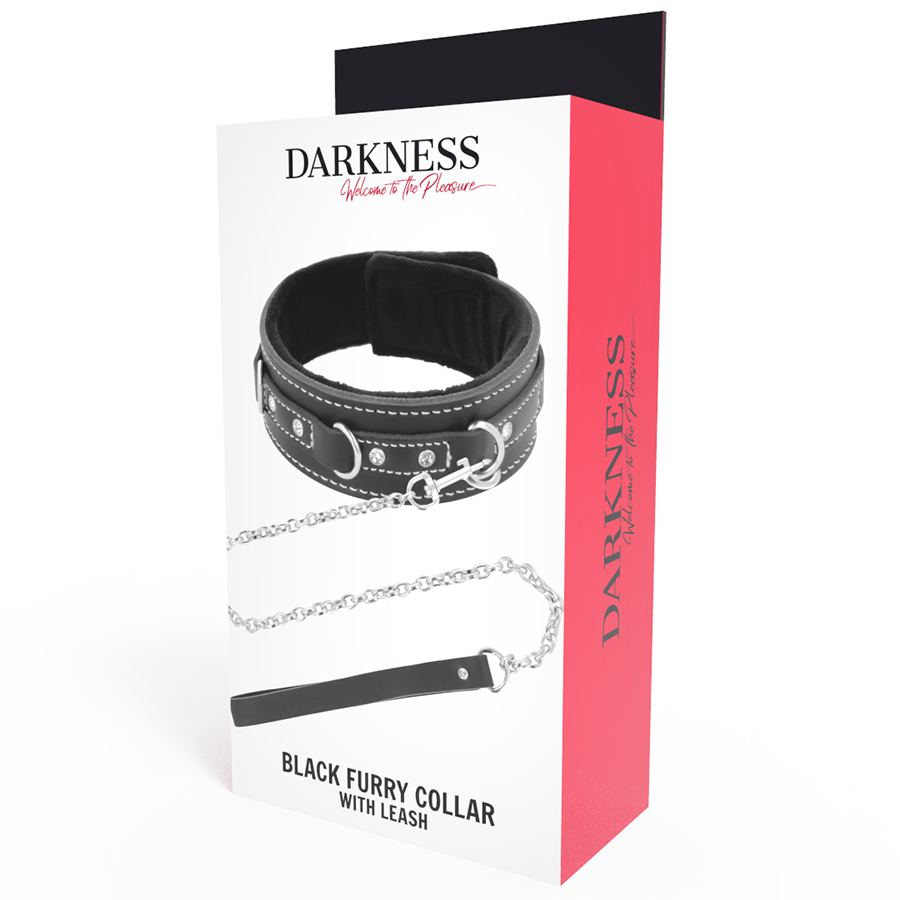 DARKNESS - HÖGKVALITATIV LÄDERHALSBAND MED KOPPEL