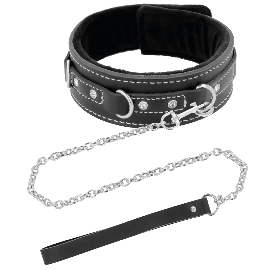 DARKNESS - HÖGKVALITATIV LÄDERHALSBAND MED KOPPEL
