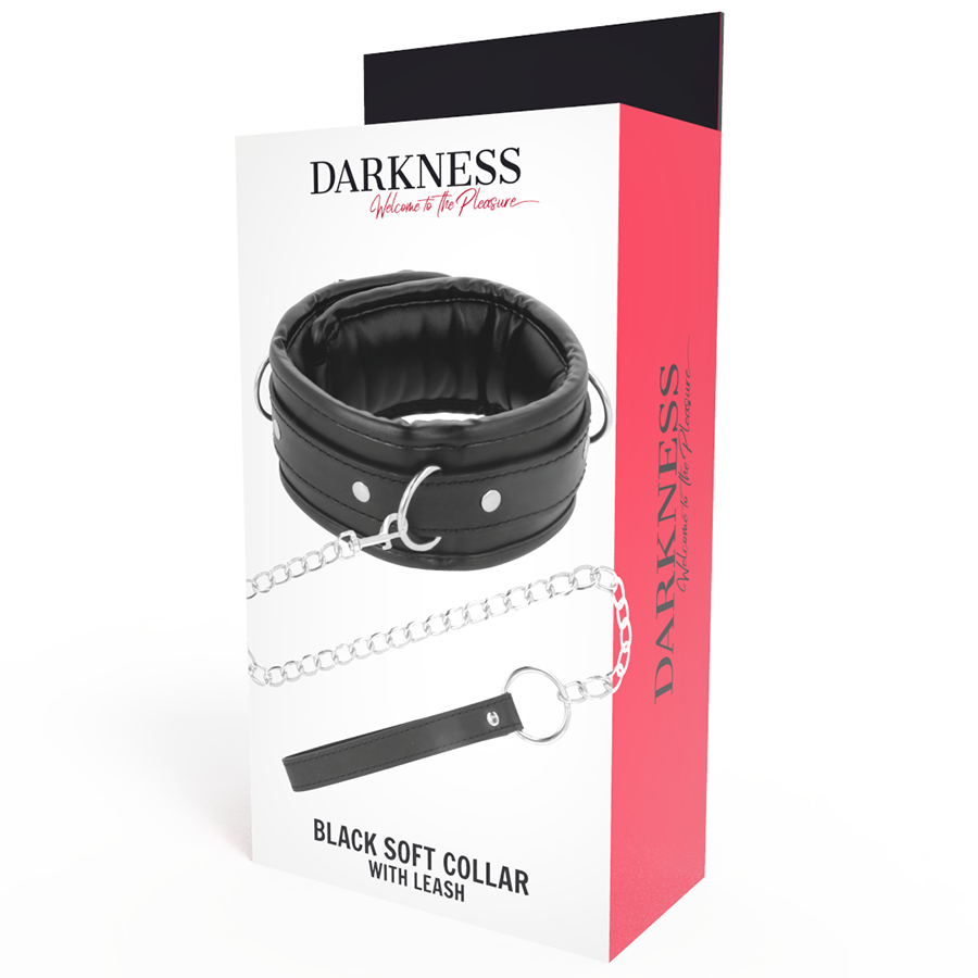 DARKNESS - Mjuk läderhalsband med kedja
