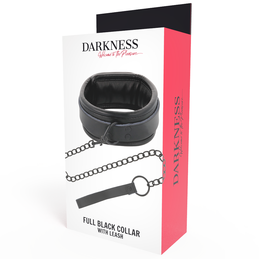DARKNESS - Svart halsband med kedja