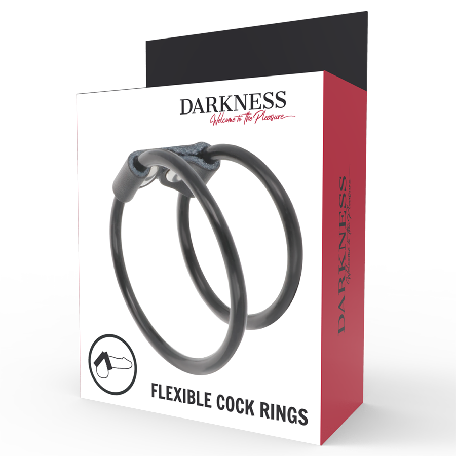 DARKNESS dubbelsidig flexibel penisring i läder och gummi