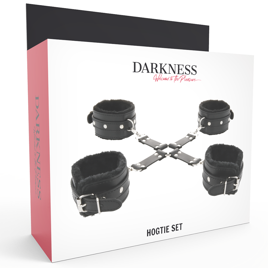 DARKNESS - LÄDERHANDKCUFFAR FÖR FOT OCH HÄNDER SVART