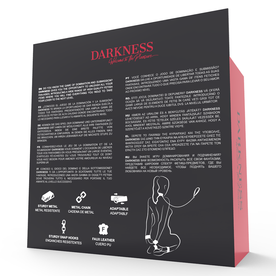 DARKNESS - Svarta läderhandfängsel och krage