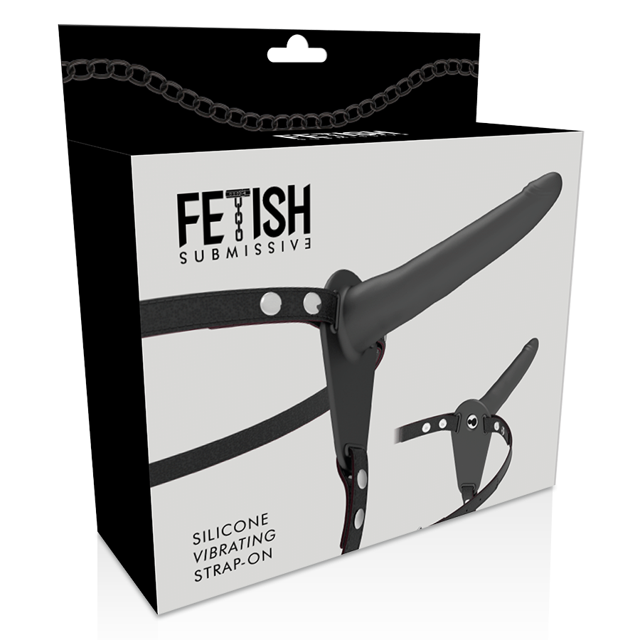 Fetish Submissive Harness svart silikon vibrator 15 cm
