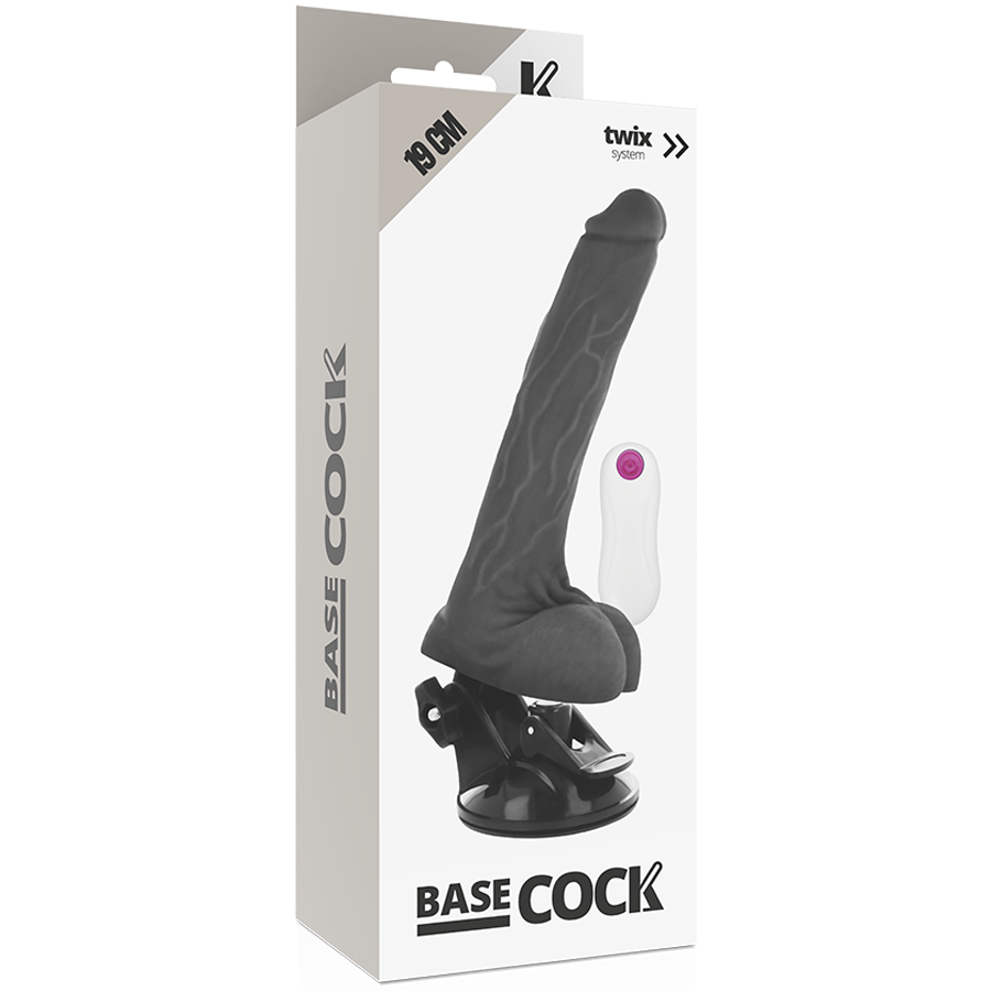 BASECOCK realistisk vibrator med fjärrkontroll svart 19 cm