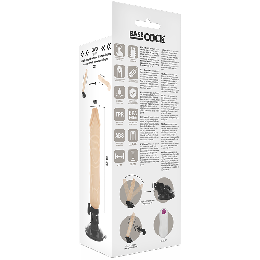 BASECOCK realistisk vibrator med fjärrkontroll 20 cm