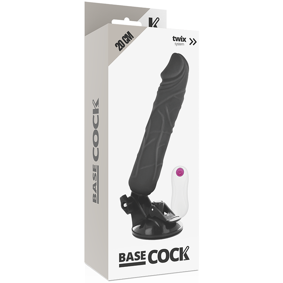 BASECOCK realistisk vibrator med fjärrkontroll svart 20 cm