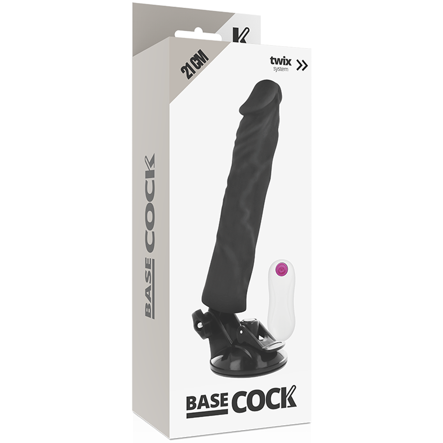 BASECOCK realistisk vibrator med fjärrkontroll svart 21 cm