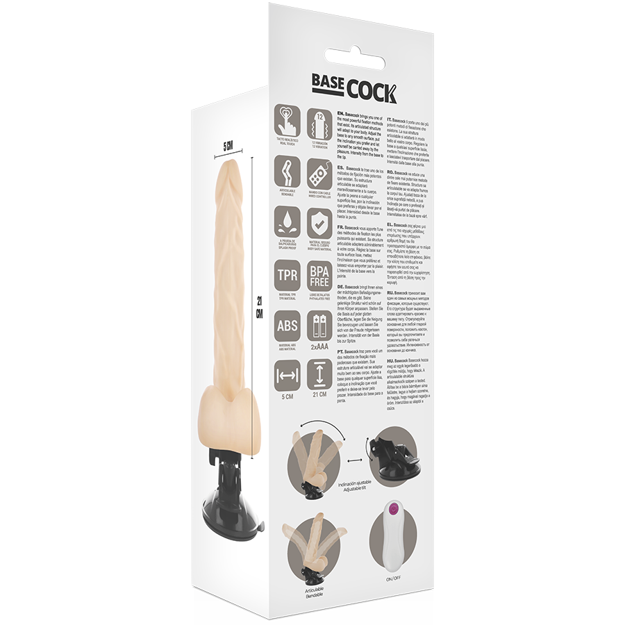 BASECOCK realistisk vibrerande dildo med fjärrkontroll 21 cm