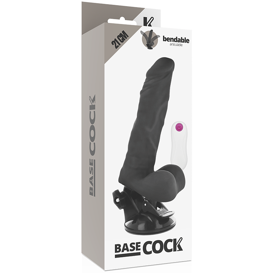 BASECOCK - Vibrator med fjärrkontroll svart 21 cm -O- 5 cm