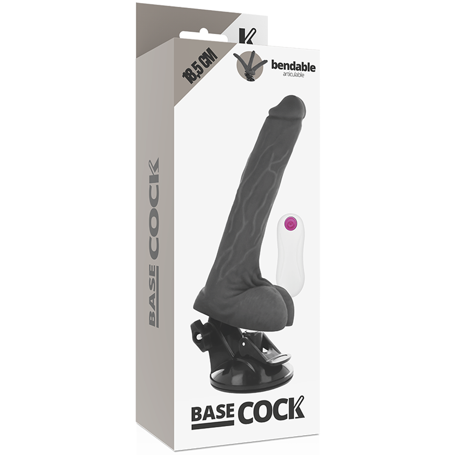 BASECOCK realistisk artikulerbar vibrator svart 18,5 cm