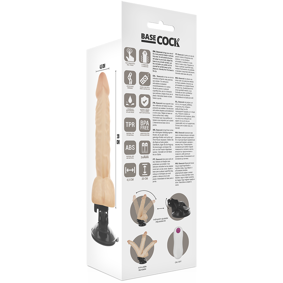 BASECOCK - Realistisk artikulerbar fjärrstyrd dildo 20 cm -O- 4,5 cm