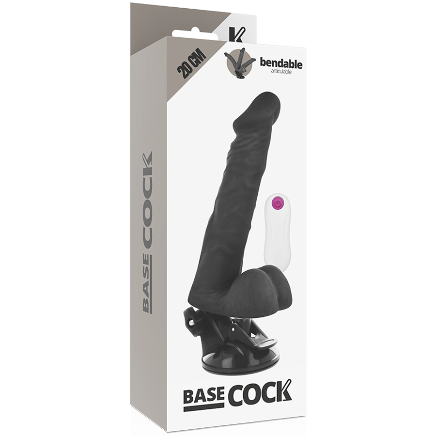 BASECOCK realistisk fjärrstyrd dildo svart 20 cm