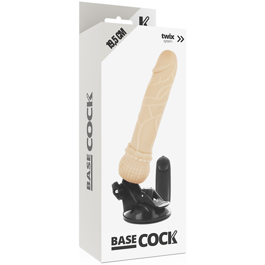 BASECOCK - REALISTISK VIBRATOR MED FJÄRRKONTROLL KÖTTFÄRG 19,5 CM -O- 4 CM