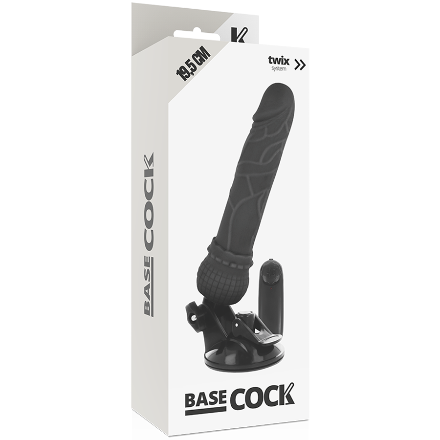 BASECOCK realistisk vibrator med fjärrkontroll svart 19,5 cm