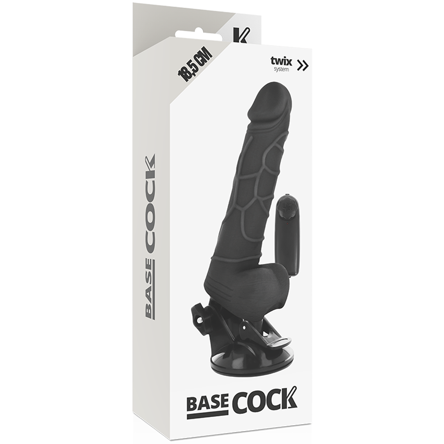 BASECOCK realistisk vibrator med fjärrkontroll svart 18,5 cm