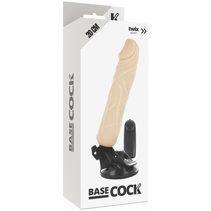 BASECOCK - REALISTISK VIBRATOR MED FJÄRRKONTROLL KÖTTFÄRG 20 CM -O- 4 CM