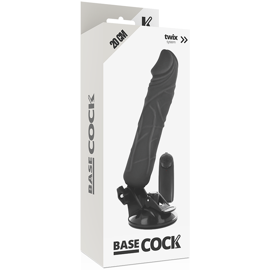 BASECOCK realistisk vibrator med fjärrkontroll svart 20 cm