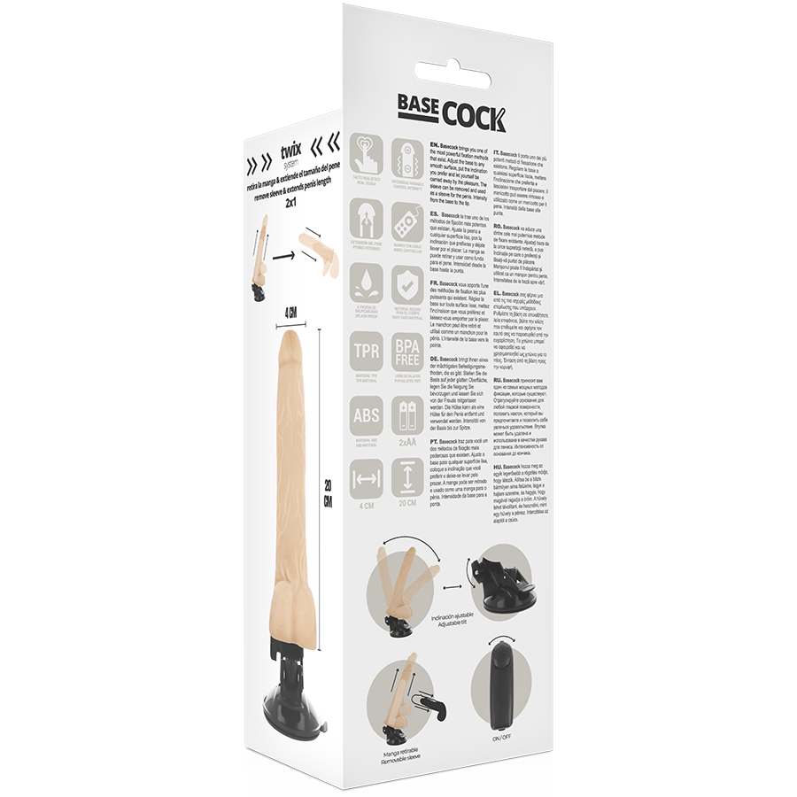 BASECOCK realistisk vibrator med fjärrkontroll och testiklar