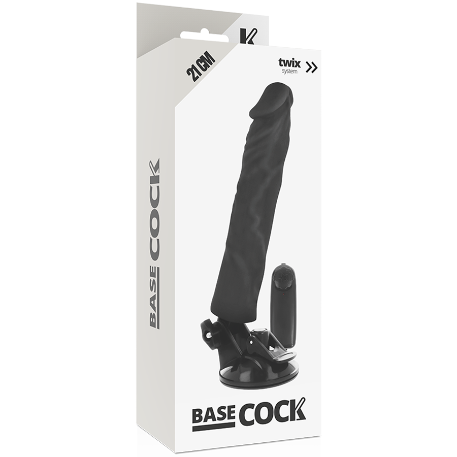 BASECOCK realistisk vibrator med fjärrkontroll svart 21 cm