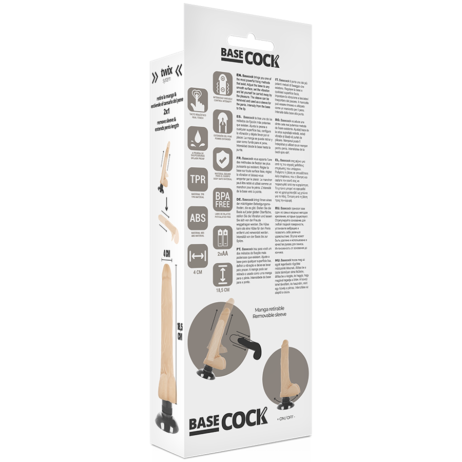 BASECOCK realistisk vibrator 18,5 cm