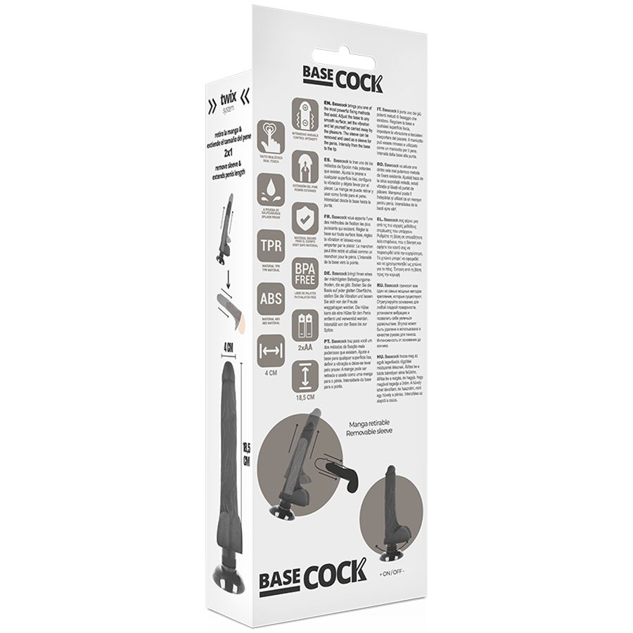 BASECOCK realistisk vibrator 18,5 cm svart
