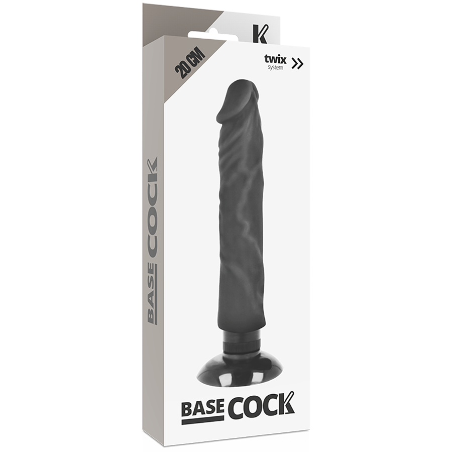 BASECOCK realistisk vibrator 20 cm svart
