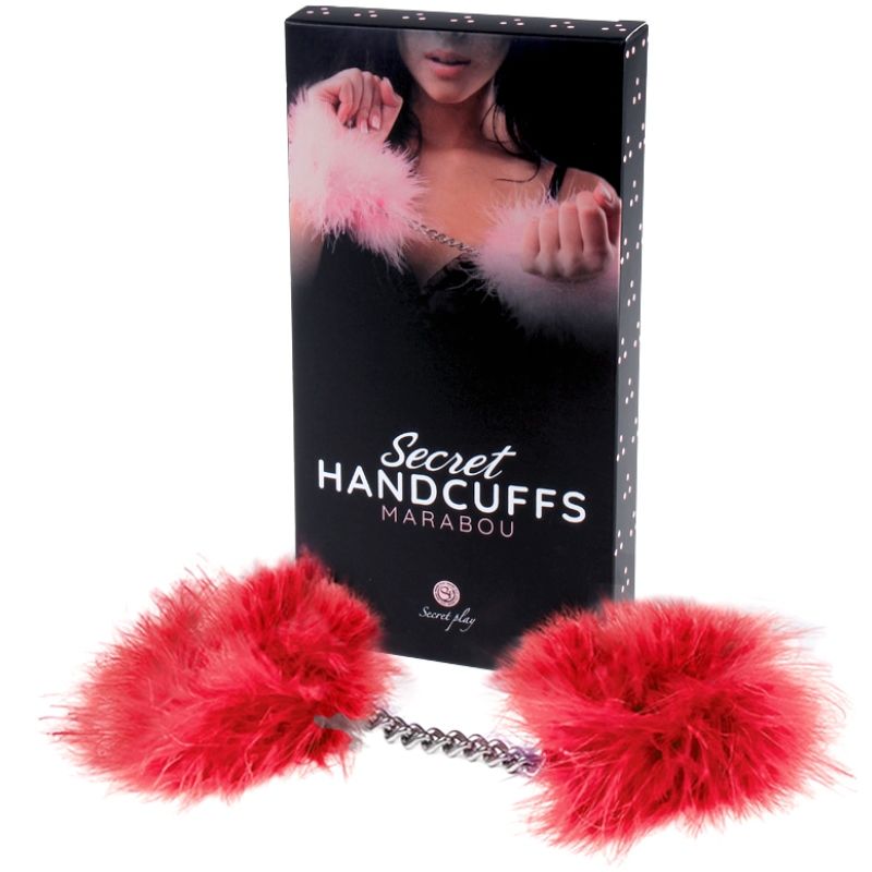 Röda marabou handklovar från Secretplay