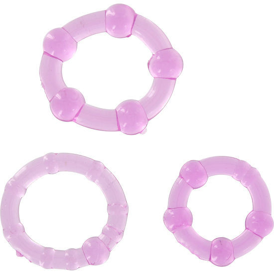 SEVEN CREATIONS - Set med tre lila penisringar