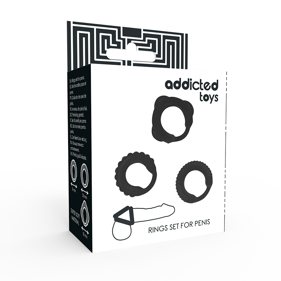 ADDICTED TOYS C-RING SET BLACK för intensiv njutning