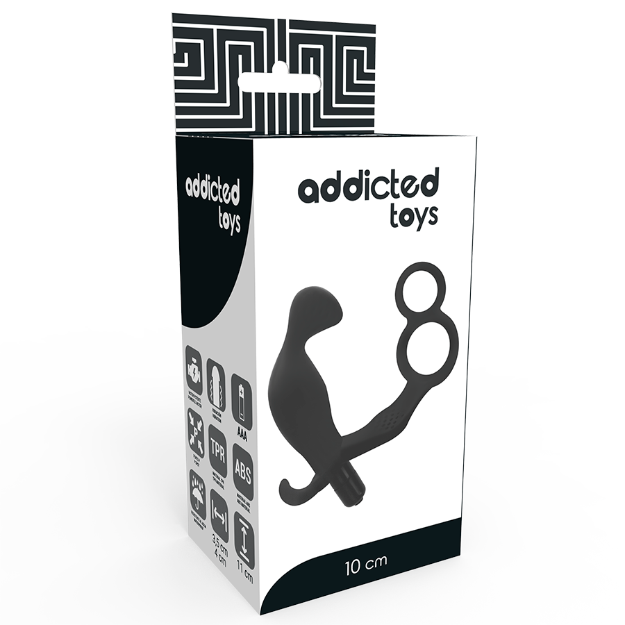 ADDICTED TOYS anal plug med dubbel penisring och testiklar i svart