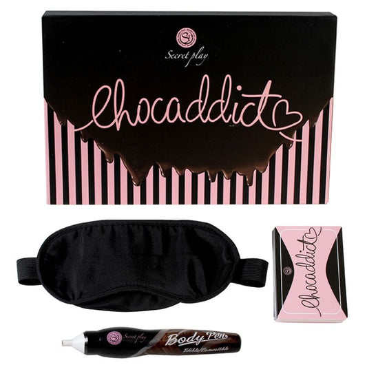 Spel "Chocaddict" från SECRETPLAY med testkort och chokladpenna