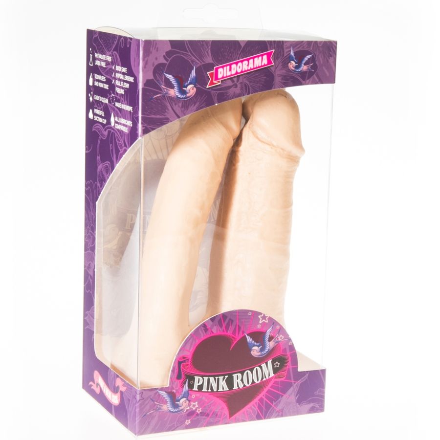 PINK ROOM Arthus realistisk dubbel dildo i köttfärg 17cm/15.5cm