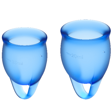 Satisfyer menstruationscup i mörkblått, 15 + 20 ml