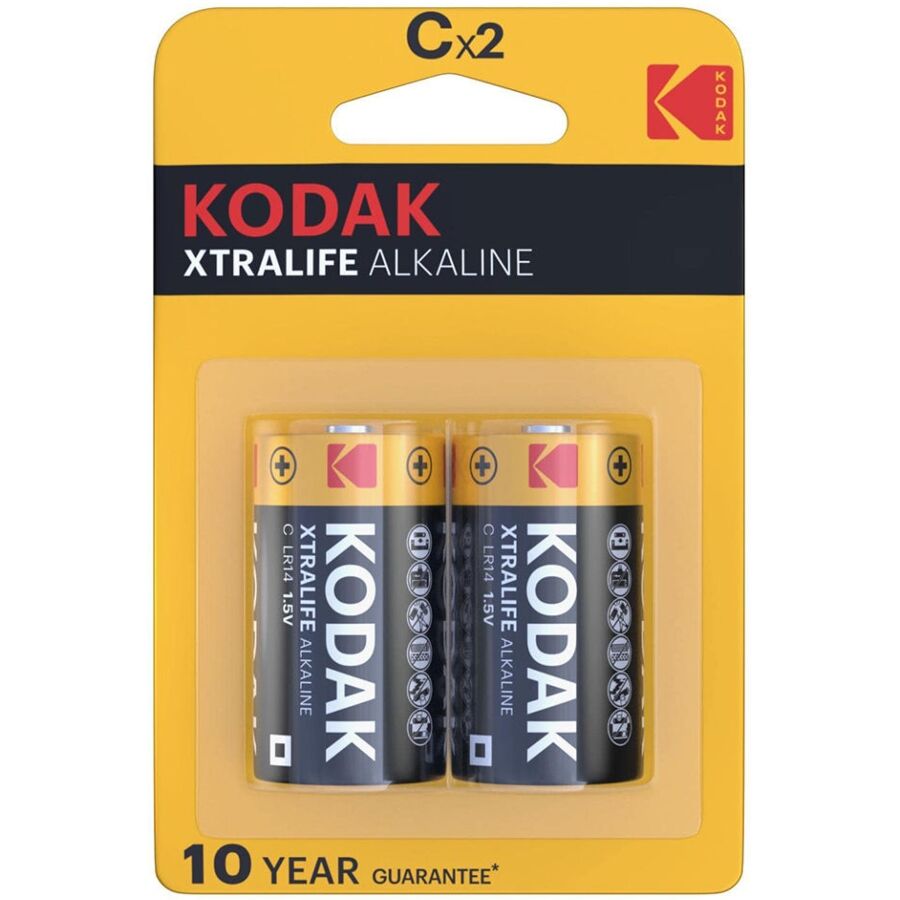 KODAK XTRALIFE alkaliska batterier C 1.5v, 2-pack