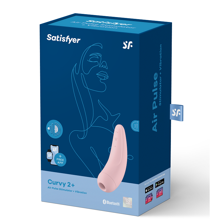 Satisfyer Curvy 2+ i rosa, klitorisstimulator med tryckvågor och vibrationer