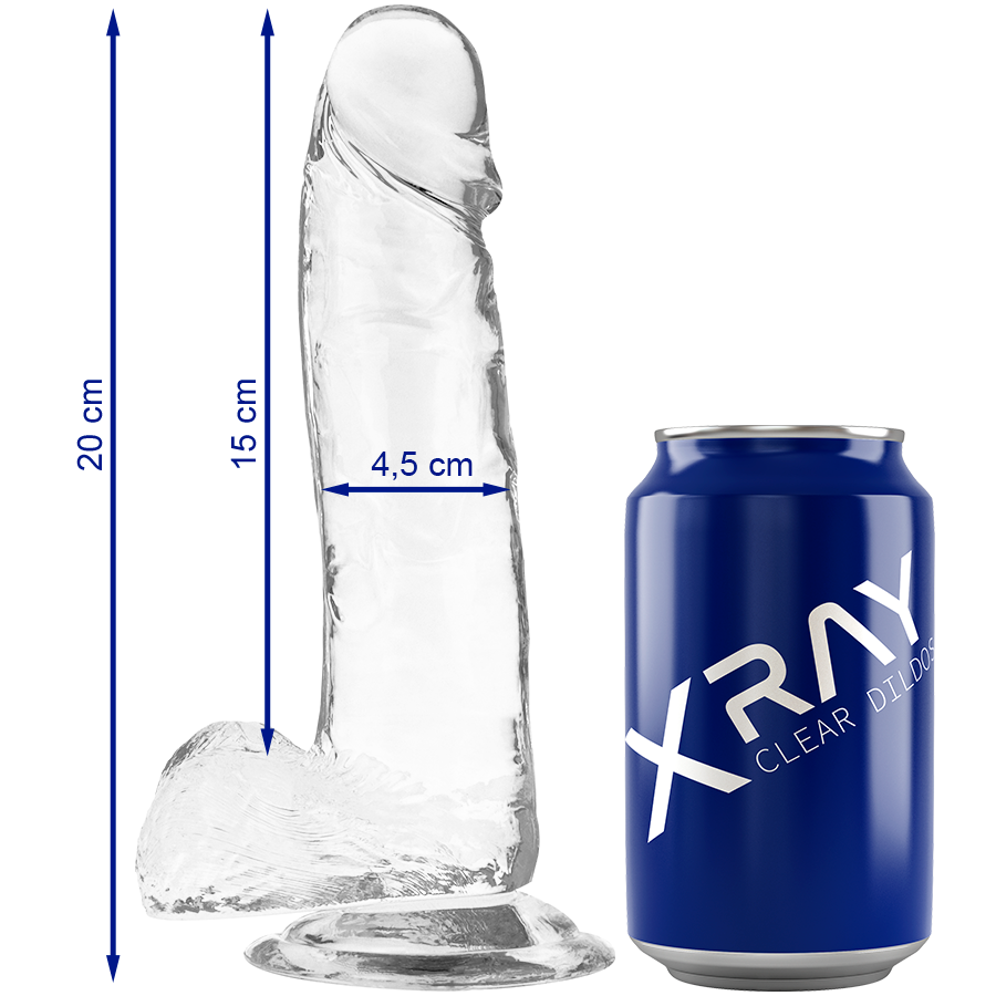 X RAY klar penis med bollar, 20 cm