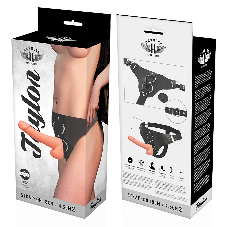 Harness Attraction RNES Taylor Deluxe sele med realistisk penis 18 cm