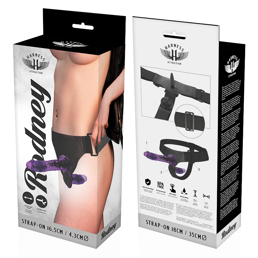 HARNESS ATTRACTION Rodney Double Penetration Vibrator 18 cm