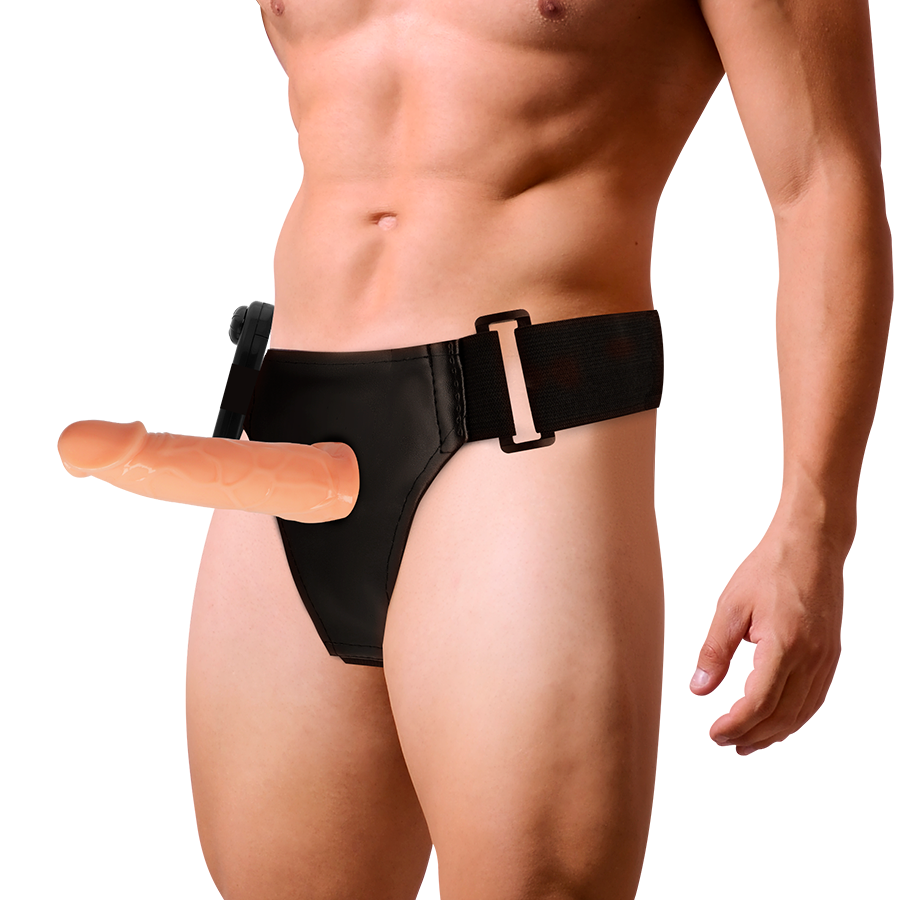 Hollow harness med vibrator för män, 17 cm lång