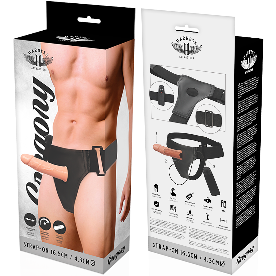Hollow harness för män med vibrator, 16,5 cm lång