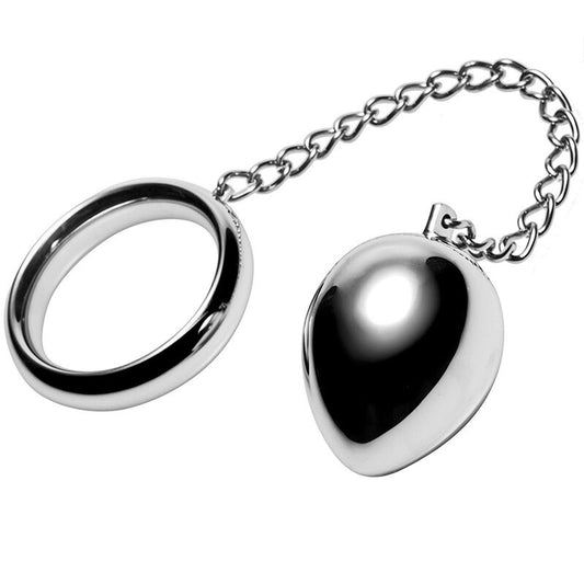 METAL HARD penisring 40mm med kedja och metallkula