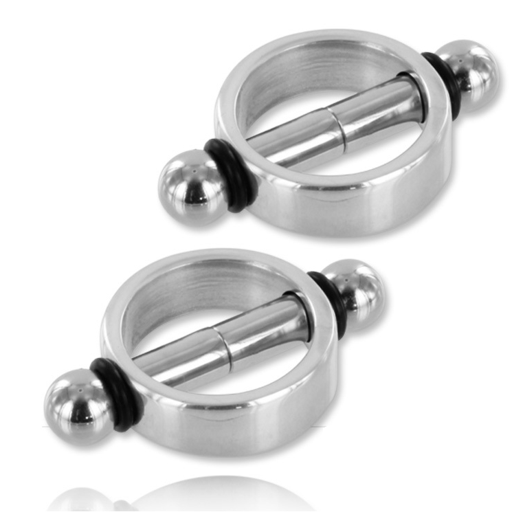 Magnetiska nippleklemor i metall, par