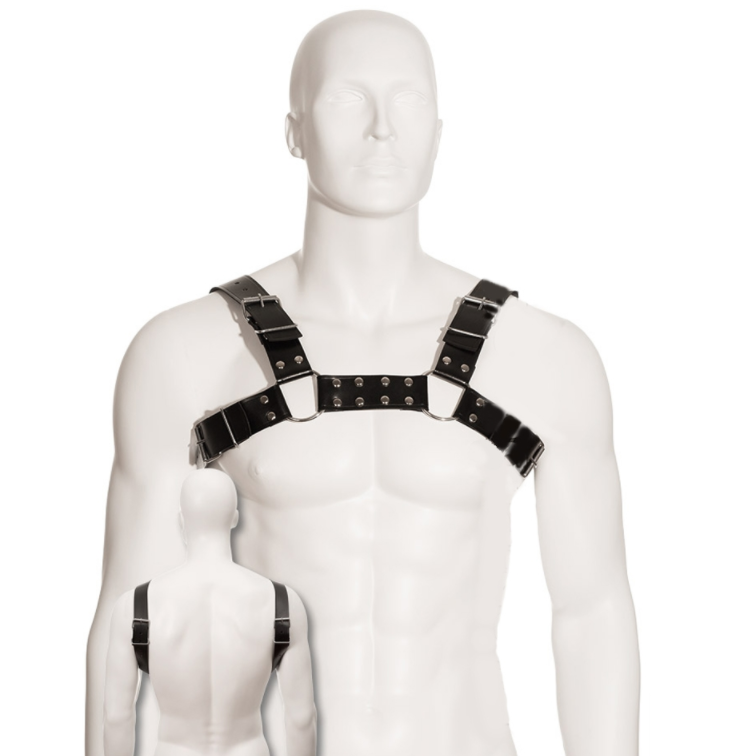 Läderharness för BDSM, justerbart, passar storlek S till XL